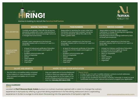 Passionate about Service? Join the Aurous Family!Swipe 👉🏾 for more details.