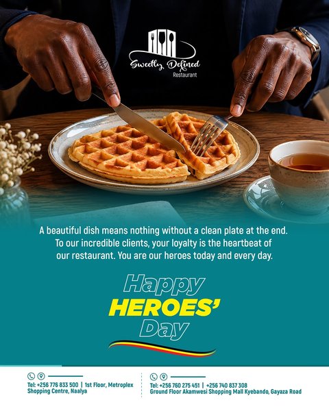 HAPPY HEROES DAY🇺🇬

Today, we celebrate the bravery, sacrifice, and dedication of Uganda’s heroes — past and present. At Sweetly Defined, we honor all those making a difference, one courageous step at a time. 🫶🏽✨

#food #sweetlydefined #hereosday #foodie #restaurant
