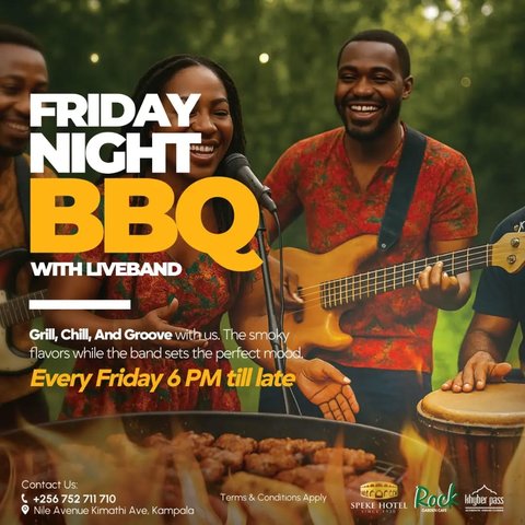 Make your Friday unforgettable with smoky BBQ delights, chilled drinks, live entertainment, and an atmosphere that sets the perfect tone for the weekend at Speke Hotel Kampala.

https://www.spekehotel.com
Contact Us: +256 752 711 710 / +256 752 711 709
#RockGardenCafe #SpekeHotel #FridayVibes #WeekendStartsHere