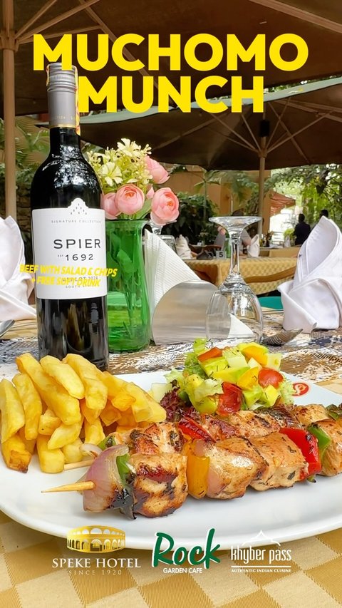 Treat yourself to the ultimate Muchomo Munch with your choice of beef or chicken, served with crispy chips, fresh salad, and a free soft drink for just UGX 35,000 at Speke Hotel Kampala.

https://www.spekehotel.com
Contact Us: +256 752 711 710 / +256 752 711 709
#RockGardenCafe #SpekeHotel