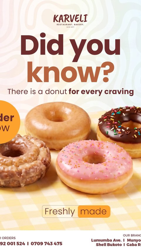 To order CALL 0392001524 or WhatsApp +256 709 743475

DON’T TAKE OUR WORD FOR IT, COME TRY ONE YOURSELF !

#karveli #kampala #bakery #bestdonutsinkampala