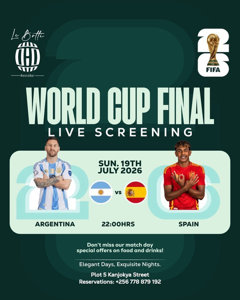 This Sunday shouldn’t find you at home . Watch World Cup finals at Lebotti with amazing offers on food and drinks . 

#worldcup2026 #lebotti