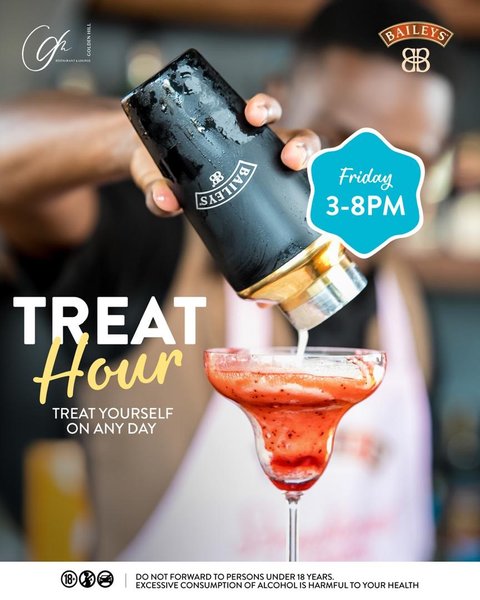 Friday is for treating yourself. 🍹 Good vibes, great cocktails, and smooth Baileys await from 3–8 PM. See you there!

#baileys #goldenhill360rooftopbar #treathour #cocktails #itsafriday