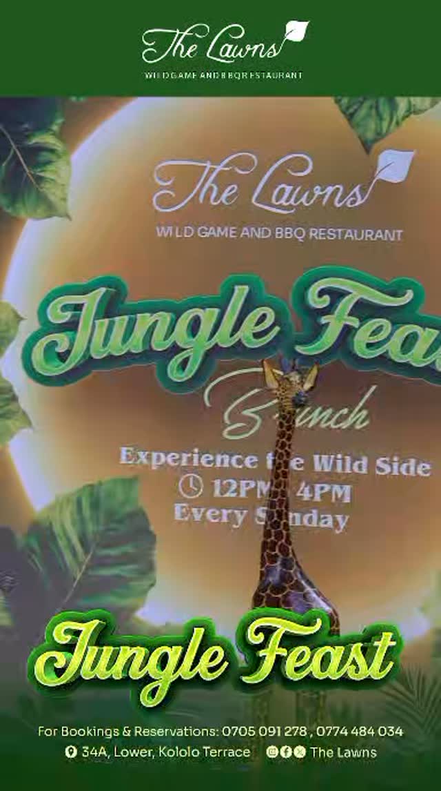 Sunday delivered😋 
Kampala showed up, the wild flavors hit, and Band Adore set the vibe. 
Jungle Feast was a success. Thank you for feasting with us at The Lawns Kololo. 
Ethically sourced game meat since 2009. 
See you this Sunday 12pm-4pm | 0705091278 | 0774484034
#junglefeast 
#TheLawns
#bushmeat