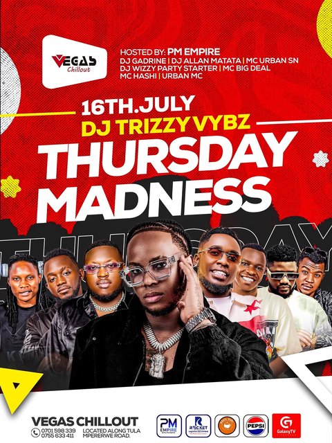 Thursday Madness Party happening tonight…🎉🤩🍻
Grab 5 beers 🍻 at only 20k 

Guest Deejay, @djay_trizzy_vybz will be there on the ones and twos 🥳