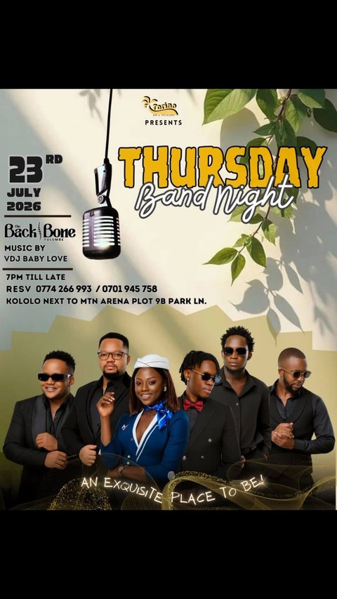 If you know what happens at Torino bar kololo every Thursday then you should inform those that have never attended that it’s vibes on vibes from the start to the end. Let them just come through tomorrow and witness it themselves 
Torino Bar and Restaurant 

🕰️ 9:00PM 
🕹️Kolol

#thebackboneband #liveband