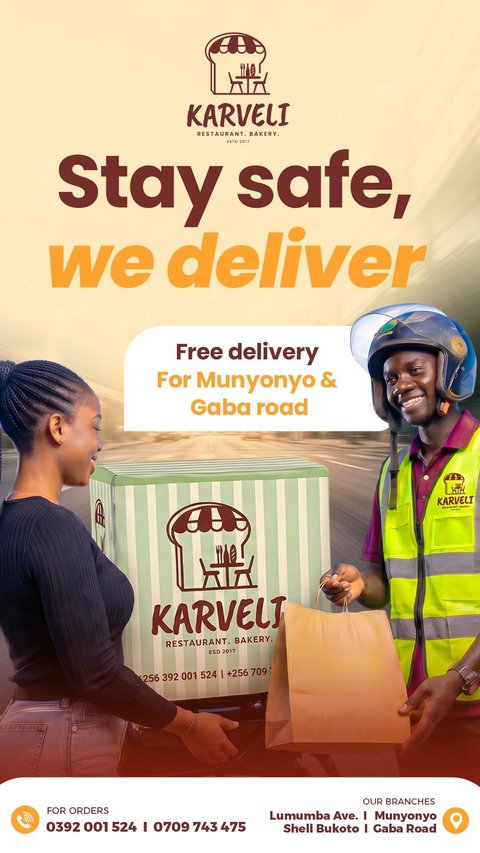 In the comfort of your home or office. We deliver 🚚 and if you are in areas of Ggaba or Munyonyo delivery is free from our Ggaba Rd or Munyonyo branches. 

Call : 0741050295 📍Ggaba Rd OR 070776390 📍Munyonyo 

#karveli #kampala #ggaba #munyonyo #restaurant