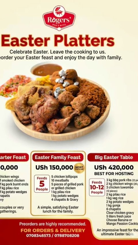 Have you placed your Easter 🐣 order yet?
0708348573