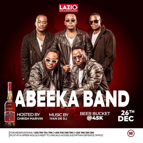 The FINAL Abeeka Band Performance of 2025!That’s correct! Beer Bucket @45K! Ivan De DJ, & Chris Marvin featured! You’re either here or nowhere else!😎

🛵 Delivery Available
☎️ +256 785754796 / 0706598780
📍 Archer Road, Upper Kololo