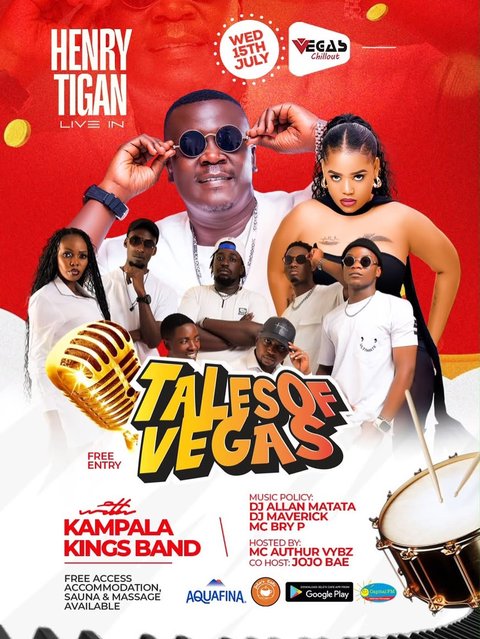 Today Wednesday plot at Vegas chillout kawempe Ttula
*Live Band* Kampala kings band

Guest artist *HENRY TIGAN*

World Cup semifinals 
ENGLAND 🏴󠁧󠁢󠁥󠁮󠁧󠁿 VS ARGENTINA🇦🇷 
Free Entrance