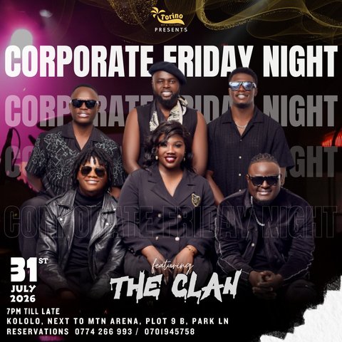 Leave the office behind and step into a night of rhythm and class. The Clan is bringing smooth sounds, lively entertainment, and the perfect Friday atmosphere. 

#TorinoKampala #FridayLiveMusic 
#WeekendStartsHere #Torinobandnights
@theclan.26