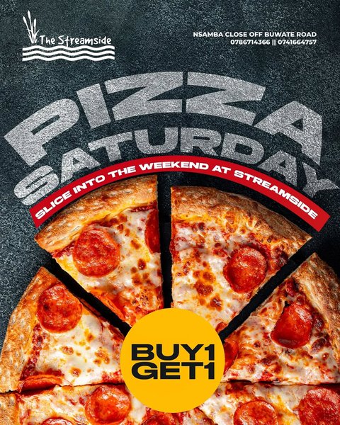 Pizza Saturdays are here! 

Why settle for one when you can have two?  Buy 1 Pizza and Get 1 FREE every Saturday at The Streamside!

#PizzaSaturday #Buy1Get1Free #TheStreamside #WeekendDeals #PizzaLovers