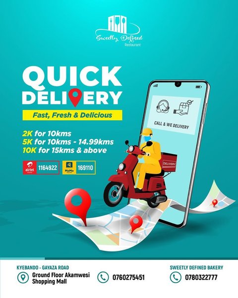 WE DELIVER ALL DAY

In this season we are still here delivering all day to your doorstep. Keep calm and let your day run uninterrupted.

Our delivery fees start from as low as 2,000/- for areas within a 10KM radius. 

For lunch hour orders, and deliveries: 
📲 : 0776833500 (Metroplex) 
📲 : 0780322777 (BakeShop) 

#food #sweetlydefined #delivery #family# foodie