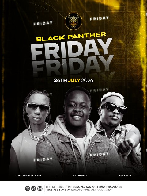 FRIDAY MODE ACTIVATED 🔥
Black Panther Kisaasi
24th July | Don’t sleep on this one
Reservations: +256 749 575 778
#BlackPantherFriday #KampalaVibes #FridayNight”
