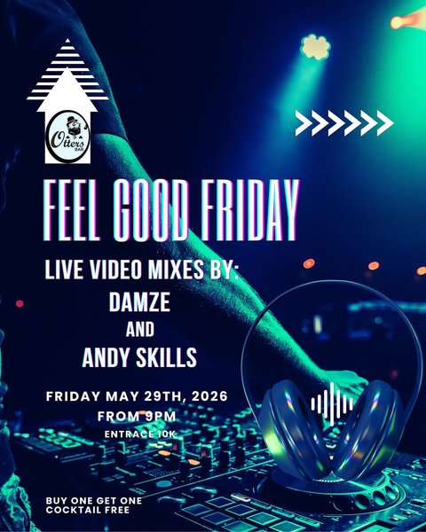 🎉 FEEL GOOD FRIDAY 🎉

Tonight we turn the vibes all the way up! 🔥
Live video mixes by DJ Damze & Andy Skills 🎧🎶

🍹 Friday Special:
Buy 1 Cocktail & Get 1 FREE all night long!

Good music • Great vibes • Endless cocktails 🍸✨
Grab your crew and let’s make memories tonight!

#FeelGoodFriday #DJDamze #AndySkills #FridayVibes #CocktailNight BuyOneGetOne WeekendStartsHere