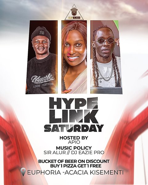 Saturday nights hit different at Euphoria!

HYPE LIK, hosted by APIO, soundtracked by @sir.alur Alur // DJ Eazie Pro.
Eat, sip, vibe—Buy 1 Pizza Get 1 Free + Bucket of beer discounts.
Let’s make it a night to remember.
