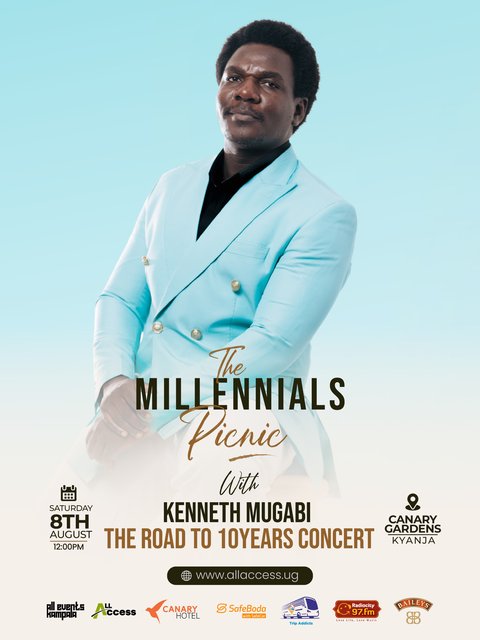 @kennethmugabisings is joining @themillennialspicnic!

Ahead of his highly anticipated 10 Years of Kenneth Mugabi concert, he’ll treat us to a special live performance and share what’s coming next.

Come sing along, soak in the nostalgia, and be part of this special moment.

📍 Canary Gardens
📅 8th, August, 2026 

Secure yours now via AllAccess.ug. 

#TheMillennialsPicnic #KennethMugabi #10YearsOfKennethMugabi #AllEventsKla