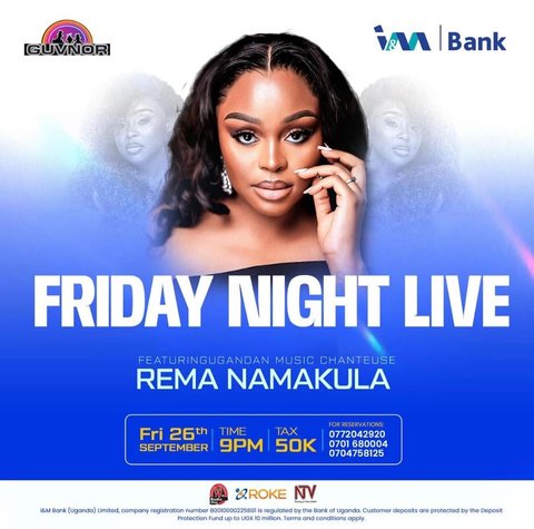Be there or no where🕺💃the songbird @remah001 will be performing live with us at @guvnoruganda