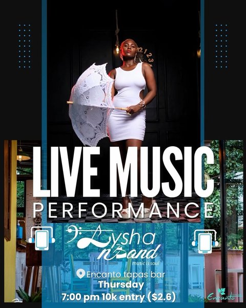 🎶 Thursday nights are made for good vibes! 🍹✨

Join us for LIVE BAND performances, unbeatable offers, delicious food, and your favorite drinks—all in one place! Bring your crew and make Thursday the highlight of your week.

🎤 Live Music @lysha_n_band 
🍻 Best Offers
🍽️ Great Food
📍 Encanto restaurant Rooftop. 

#encantotapasbar #LiveBand #BestOffers #GoodFoodGoodMood #kampalanights