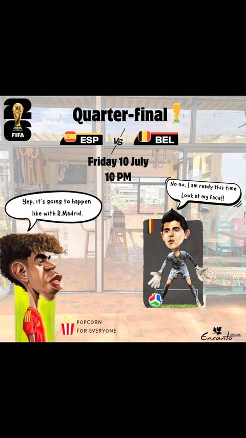 +90 minutes of football. 
A whole night of vibes

Electro Jazz vibes & a massive match on the big screen! ⚽🔥

🚨 QUARTER FINAL ALERT! 🚨

🇪🇸 Spain 🆚 Belgium 🇧🇪

The stakes couldn’t be higher! Grab your crew, order your favorite bites and drinks, and catch every minute of the action at Encanto. ⚽🍻

Then keep the night going with our Electro Jazz performance. 🎶✨

💛 VIP MEMBERS: Don’t forget—your entry to the Electro Jazz performance is FREE. Just show your membership and enjoy the night!

Football. Music. Great food. 
One unforgettable Friday night.

#encantorestaurant #kampala #rooftop #wolrdcup2026 #livemusic