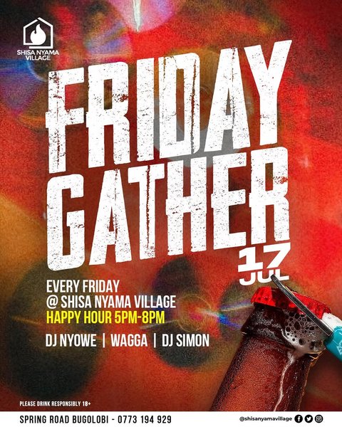 Tag your crew and let’s make it a Friday to remember!🍻🍾

#FridayGather #ShisaNyamaVillage #HappyHour #Uganda
