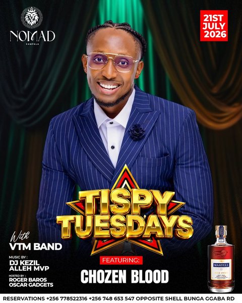 The stage is set and the vibe is about to go through the roof! 

@chozen1blood is performing LIVE at Nomad Kampala alongside the incredible VTM Band, bringing nothing but pure energy, live music, and unforgettable moments.

Don’t miss your chance to sing along, dance, and experience an electrifying night. Gather your crew and join the celebration! 

#NomadKampala #ChosenBlood #VTMBand #LiveMusic #GoodVibesOnly TonightAtNomad