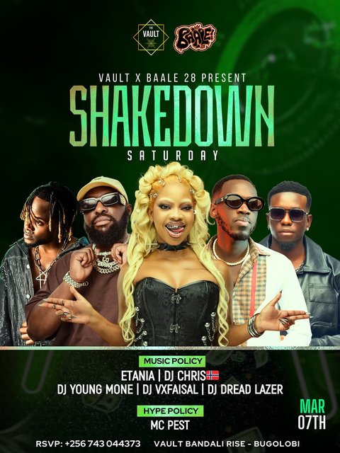 If your Saturday doesn’t end with good music and great company, you’re doing it wrong. Set and lock your weekend with @dread_lazer_dj @forever__etania @djyoungmone @djvxfaisal  @dj.chrisc and @pest_mc_1 

#ShakeDownSaturday #Baale28