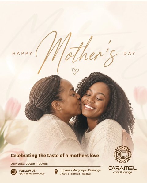 💐✨ Celebrating the taste of a mother’s love.
From the warmth of her embrace to the meals that bring us together, every moment shared with Mom is filled with comfort, joy, and unforgettable memories ❤️
This Mother’s Day, celebrate the queen of your heart with meaningful moments, delicious dining, and an atmosphere made for love. 🌸🍽️

Because no love feels quite like a mother’s love.

📍 Visit Caramel Cafe & Lounge
🕖 Open Daily | 7:00 AM – 12:00 AM

#MothersDayUG #CelebrateMom #CaramelCafeLounge #FamilyMoments #KampalaEats LoveAndFood CafeMoments LuxuryDining UgandaFoodies MothersLove FineDiningUG SpecialMoments FoodWithLove KampalaLifestyle CafeVibes