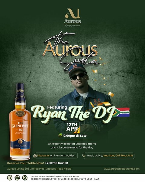 Savor the Soul,Feel the Beat. The Aurous Siesta returns on 📆12th/April/2025 with @ryanthedjsa  setting the standard for the night. 
For Table reservations ☎️ 0709647130 / 0777353347
#theauroussiesta #theglenlivet  @viclandwinesandspirits