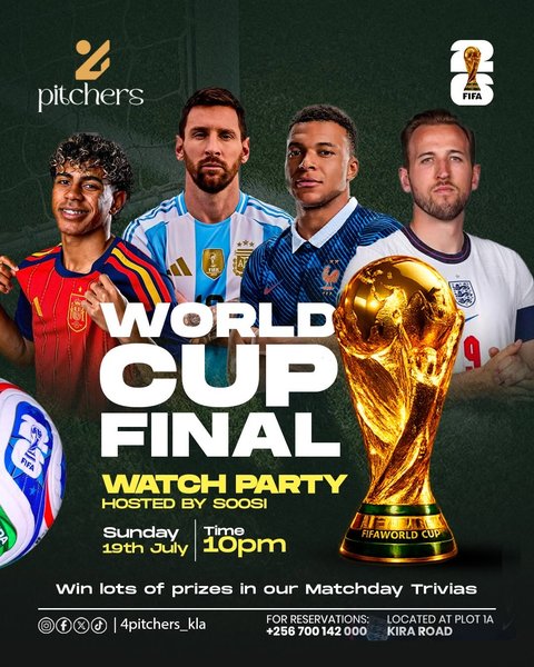 The road ends here! ⚽🏆 Catch the World Cup Final live at 4pitchers on 19th July, 10 PM. Great football, great atmosphere, one unforgettable night. Don’t miss it!

#4Pitchers #WorldCupFinal #fyp