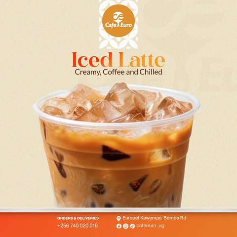 Our signature Iced Latte is smooth, creamy, and perfectly chilled to keep you refreshed any time of the day.

Skip the wait. Place your order now and enjoy your coffee exactly the way you like it. #cafeeuro ##coffeelatte #kampalafoodie