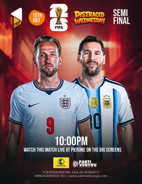 One night. Three reasons to pull up: the Semi Final ⚽️, crazy vibes 🔥 with the DJs 🎶 and pizza + pitcher deals that just make sense.

📍 Pier One Lounge Ntinda

📞 Reserve your table now: +256 (0) 393206915
#Pier1Lounge #DistracedWednesday #worldcup
