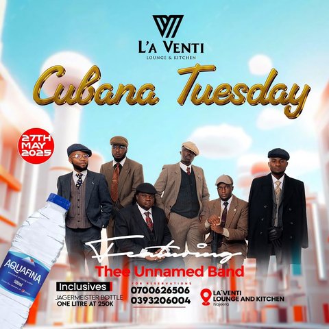 🎉 Tuesdays Just Got Spicier! 🌶️
CUBANA TUESDAYS at @la_venti_uganda are calling!
🔥 Latin beats
🍸 Irresistible cocktails
💃 Vibes that don’t quit till late
Bring your energy, your crew, and your best moves.
Let’s make Tuesday your new favorite night!
📍La Venti | Every Tuesday Night
#CubanaTuesdays #LaVentiVibes #tuesdayturnup