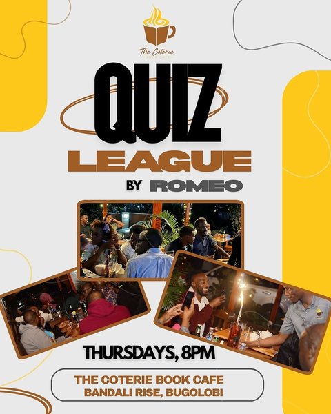 It's the first Episode of September Quiz League tonight. Gather the team, come stack points and stand out!🎉

Starts at 8PM, hosted by Romeo

See y'all tonight
#coteriebookcafe #trivia #quiznight #trivianight