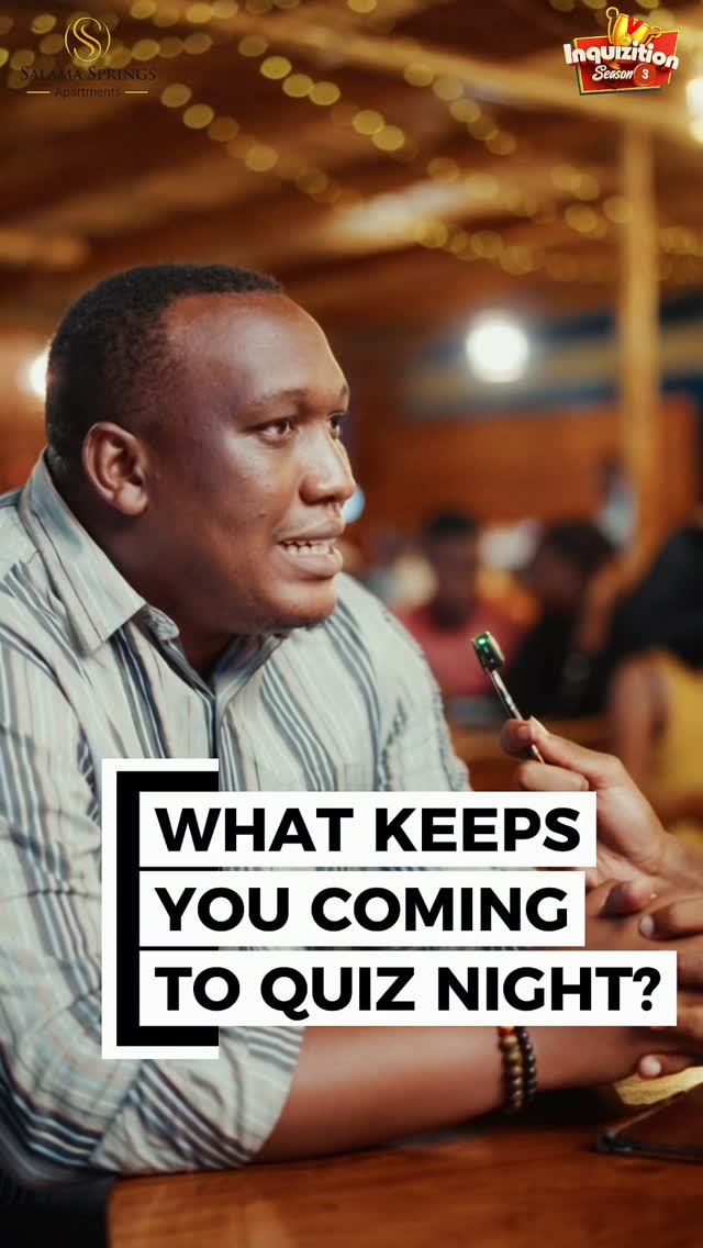 What keeps you coming to quiz night?

Join us to today for an even filled with fun, friends and good vibes. 

#quiznight #bugolobi #kampala #restaurantsinbugolobi #happyhour 

📍 Salama Springs, Bugolobi
📞 Reserve your table: 0781492886