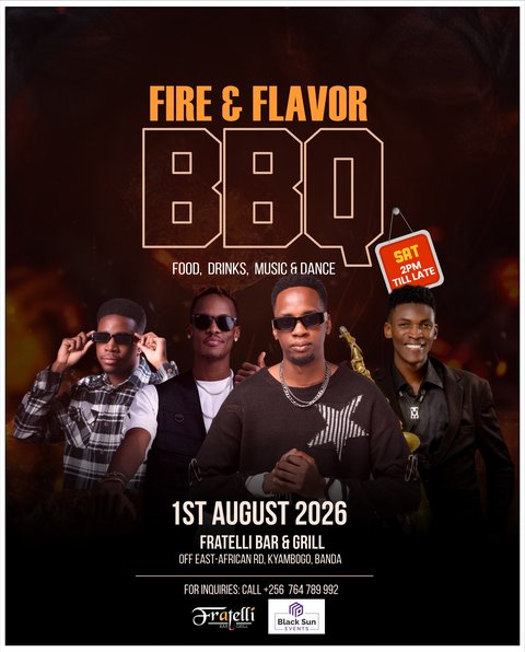Smoke in the air. Music on the decks. Drinks flowing. 🔥🍖🎧

Fire & Flavor BBQ is where great food meets great vibes.

Whether you’re coming for the BBQ, the music, or the company, Saturday starts at Fratelli.

📅 1st August | 2PM till late

Tag the friends you’re bringing! 👇
.
.
.
#FratelliUG #FireAndFlavorBBQ #BBQAndBeats #KampalaNights #WeekendVibes