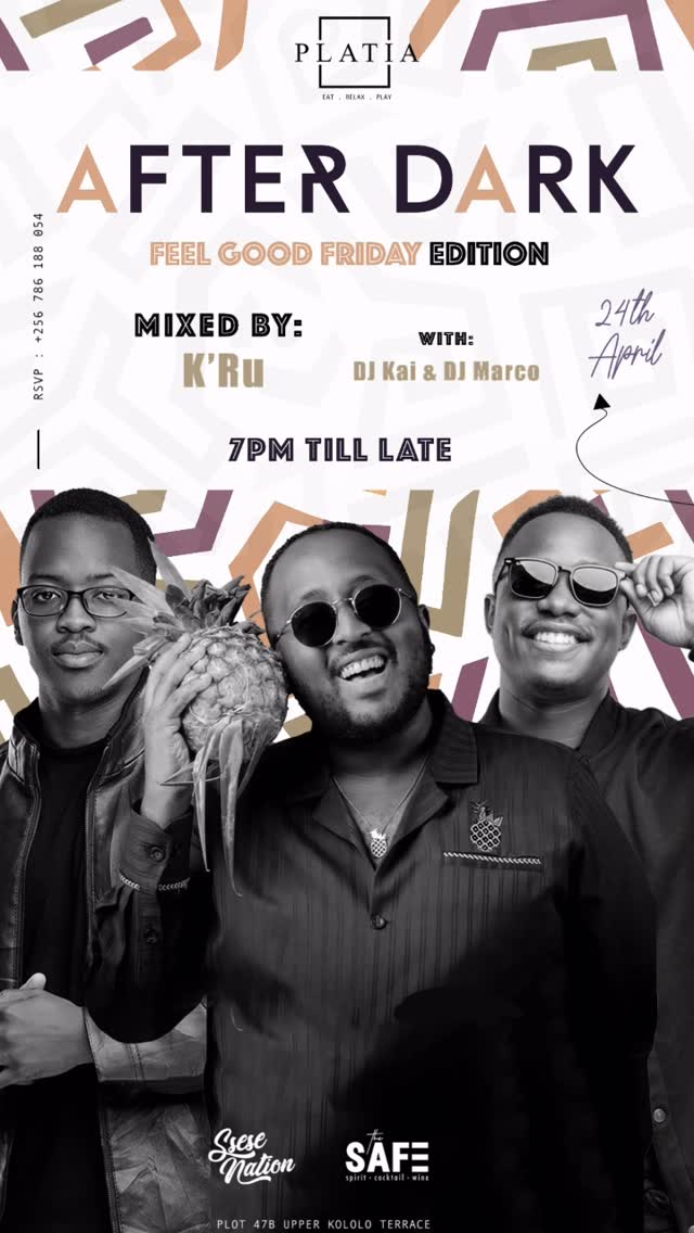 This Friday is a special one as the one and only @feelgoodkru is back for an other edition of Platia After Dark x Feel Good Friday!

Playing alongside @__djkai and @marco_u.g rest assured that the beats will be hitting, the food will be banging and the drinks will be flowing!

See you this Friday Party People… 

#platiaafterdark #Feelgoodfriday #kampala #uganda #mixedbykru