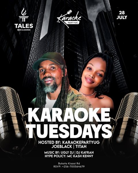 Your Tuesday deserves more than staying in.

Take the stage, sing your favorite hits, and enjoy a night of great music, unforgettable moments, and the best vibes in town.

📍 Bukoto Kisasi Rd
📅 Tuesday, 28th July
📞 Reservations: +256 700 564679

#talesbarandlounge