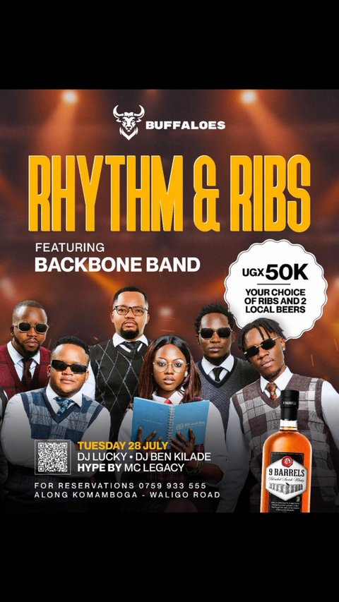 Since it’s a public holiday and we shall have had a long day voting for our LC leaders, why not get some where to chill and celebrate the winners because your favorite band is always here to celebrate with you each time.
 
Make it a point to be @buffaloes_lounge 
 
🕹️Komamboga waligo road 
🕰️ 9:00PM
 
#backboneband #livemusic
