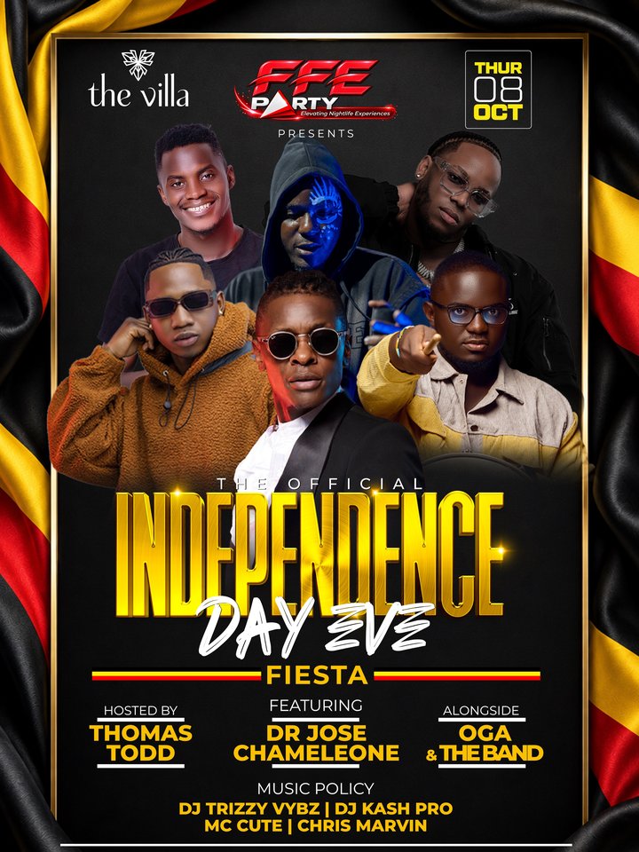 Thursday, 8th October, The Villa turns up with FIESTA. Dr Jose Chameleone, Oga & The Band, Thomas Todd and a full music policy to keep the night going.
Come…