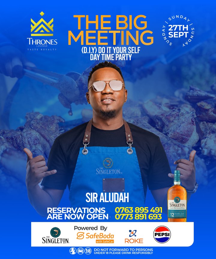 The Big Meeting is here ! Chef Sir Aludah brings his culinary skills and good vibes to Thrones Lounge for a DIY daytime party on Sunday, 27th September…