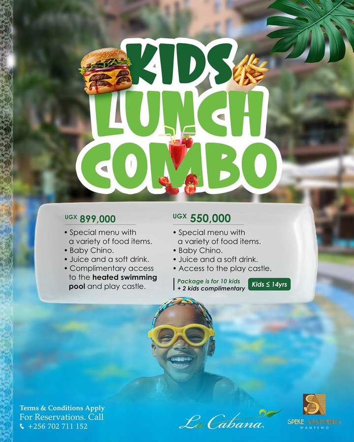 Treat your little champions (ages 14 and under) to great food, fun drinks, and splashy adventures at La Cabana and Speke Apartments Wampewo! Contact for…