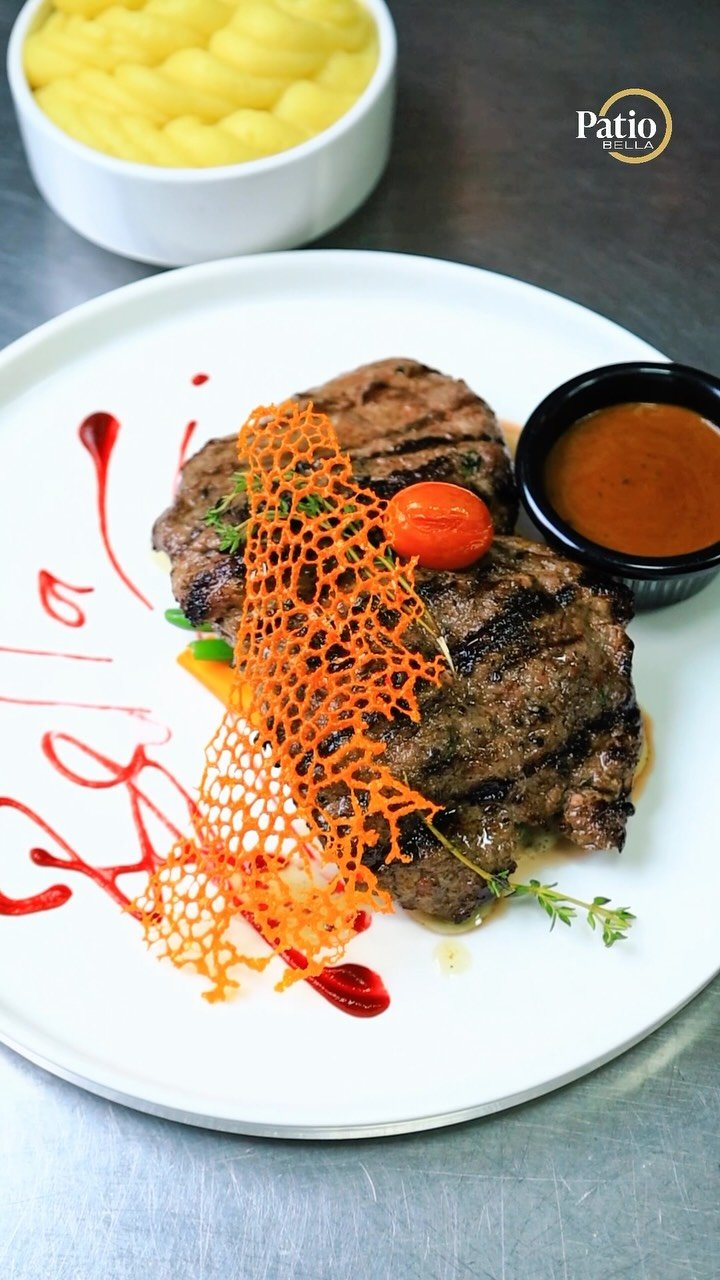 Tender steak, creamy mashed potatoes, and a plate that speaks for itself. Come hungry. Leave happy. Patio Bella