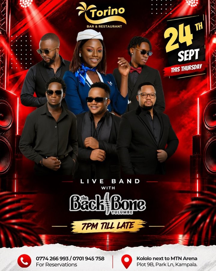 Thursday nights hit different at Torino! Live with The Back Bone Tulumbe | 7PM till late.