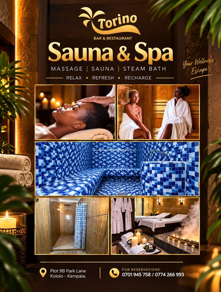 More than dining, more than nightlife. Relax, refresh & recharge at Torino Sauna & Spa. Massage • Sauna • Steam Bath
Kololo, Plot 9B Park Lane
/