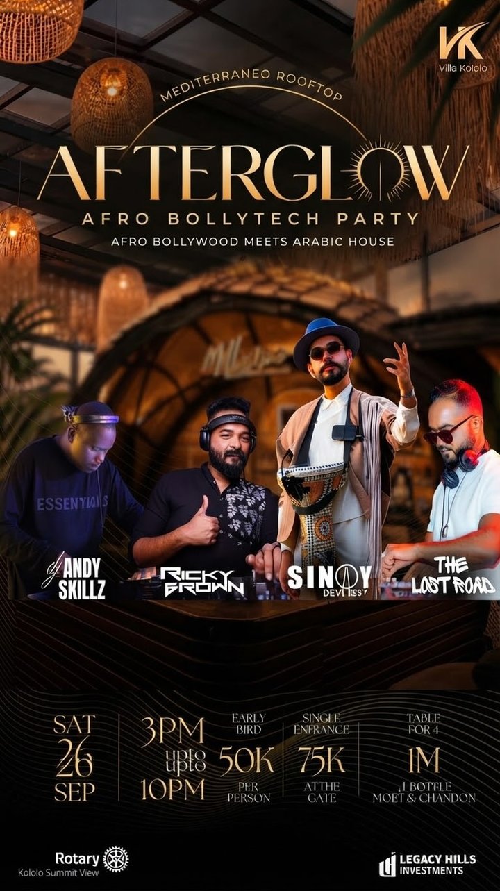 Catch the magic from Mediterraneo Sunset into Afterglow! Experience the ultimate Afro-Bollywood meets Arabic House vibe this Saturday, 26th September from 3 PM…
