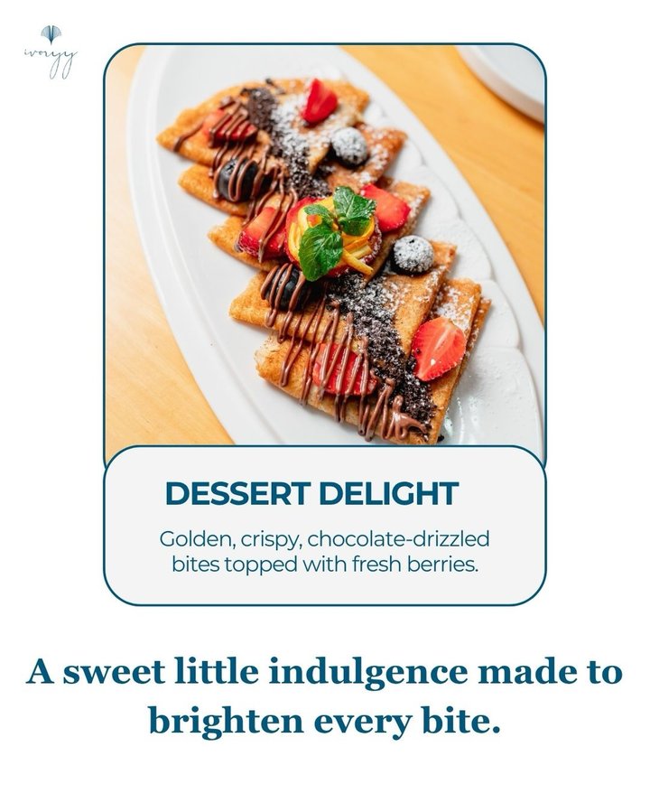 Craving something sweet? Treat yourself to a plate of crispy, chocolatey goodness topped with fresh berries. Because dessert is always a good idea…