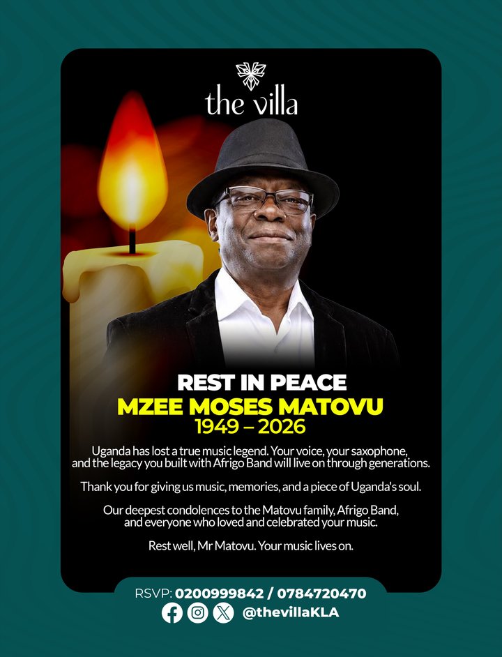 Rest in peace, Moses Matovu. Your music, your legacy, and your contribution to Uganda will live on forever. From all of us at The Villa.
