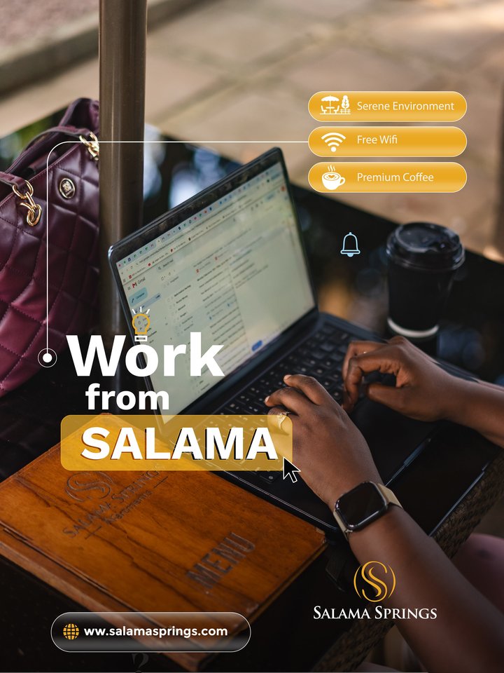 Escape the office chat, focus in traquility. Work from Salama this week.