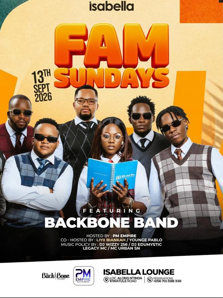 LIVE BAND this sunday.!Don’t miss out on good music, great vibes just in one perfect night. Isabella Lounge – Ntinda Kiwatule Road